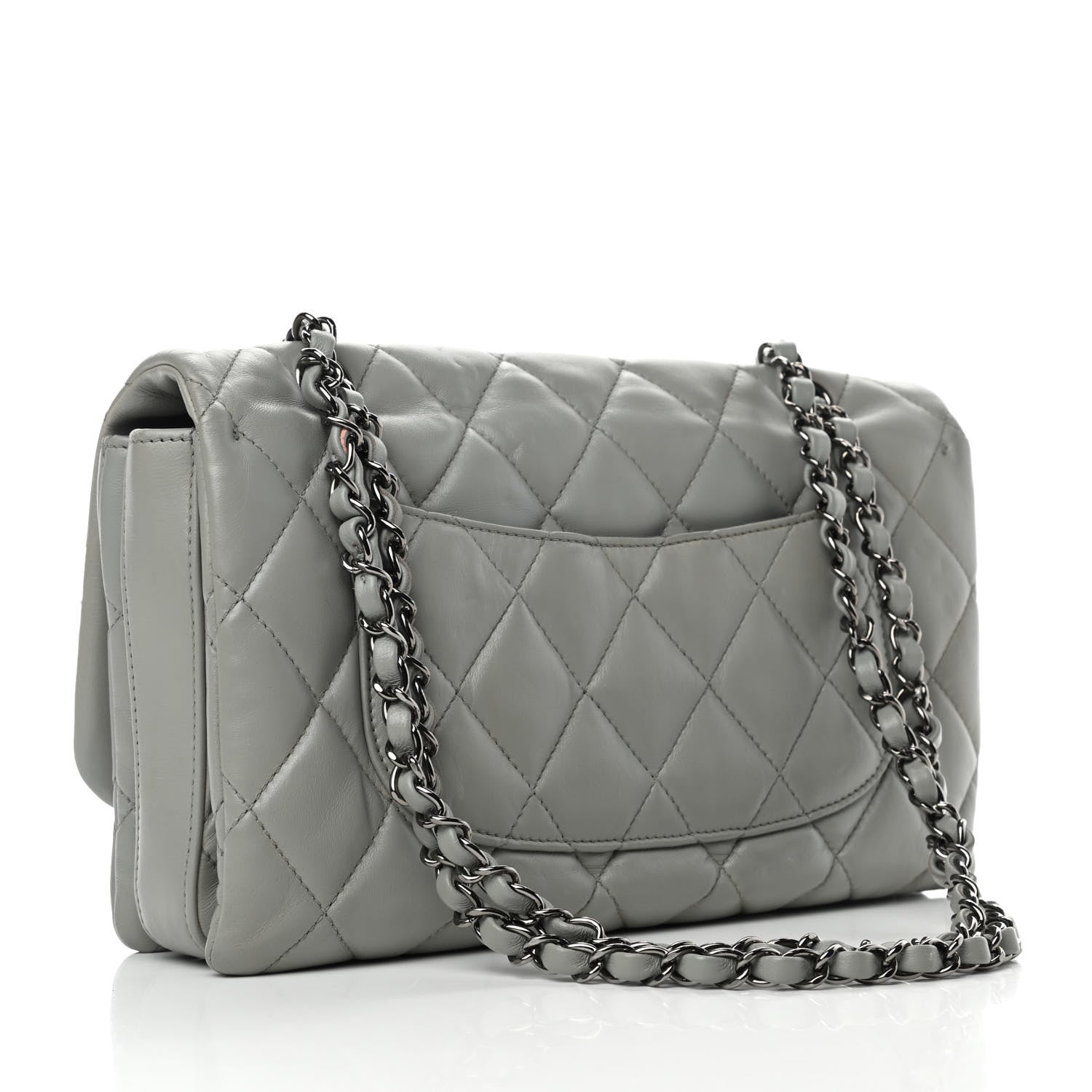 Chanel Lambskin Quilted Large Chanel 3 Flap Bag Grey 3 of 10