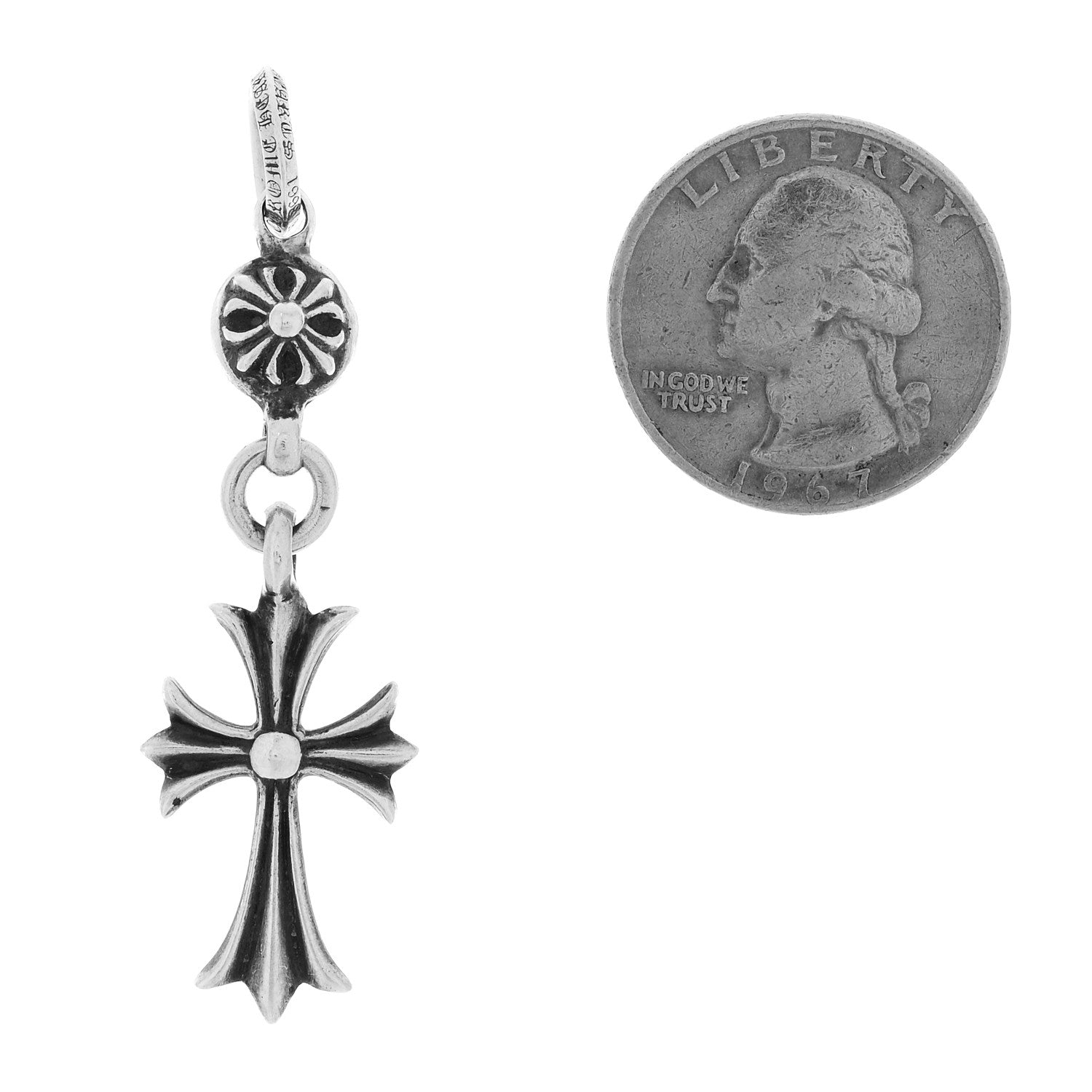Chrome Hearts Sterling Silver Tiny Cross Long Pendant 2 of 3