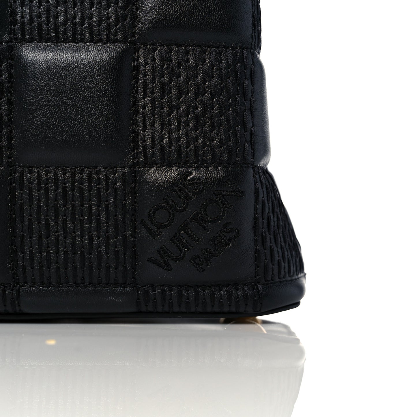 Lambskin Damier Quilt Capucines BB Matte Black