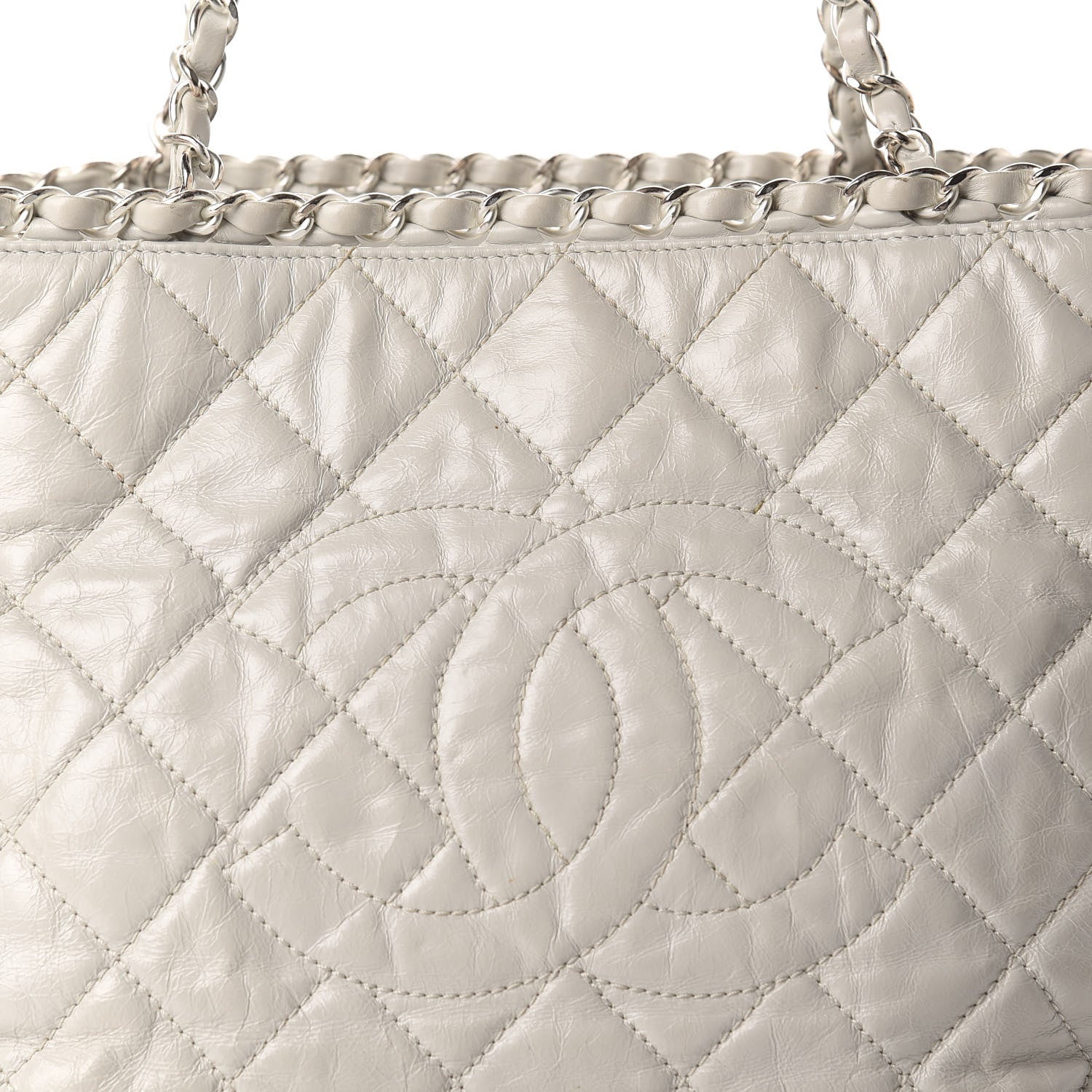 Chanel Glazed Calfskin Quilted Small Chain Me Tote Dark White 10 of 11