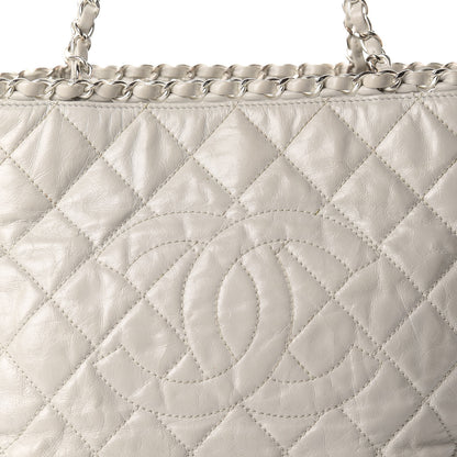 Chanel Glazed Calfskin Quilted Small Chain Me Tote Dark White 10 of 11