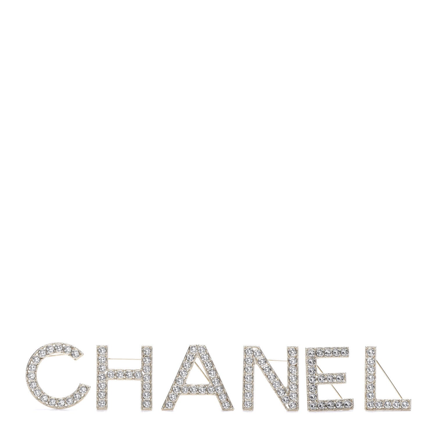 Chanel Crystal Cha-Nel Logo Brooch Set Gold 1 of 11