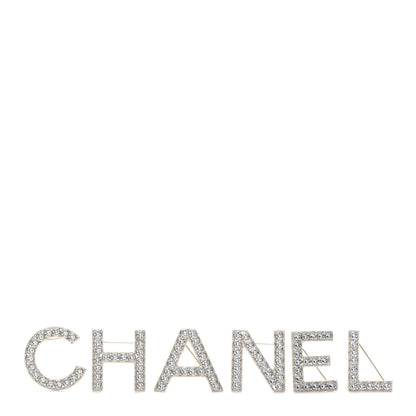 Chanel Crystal Cha-Nel Logo Brooch Set Gold 1 of 11