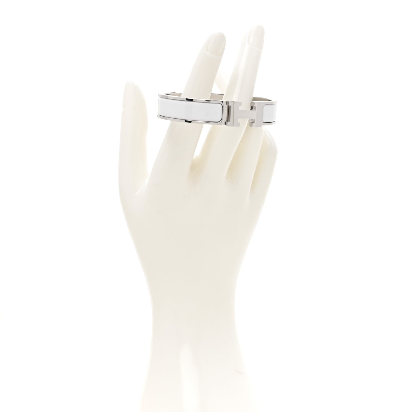 Enamel Narrow Clic Clac H Bracelet PM White