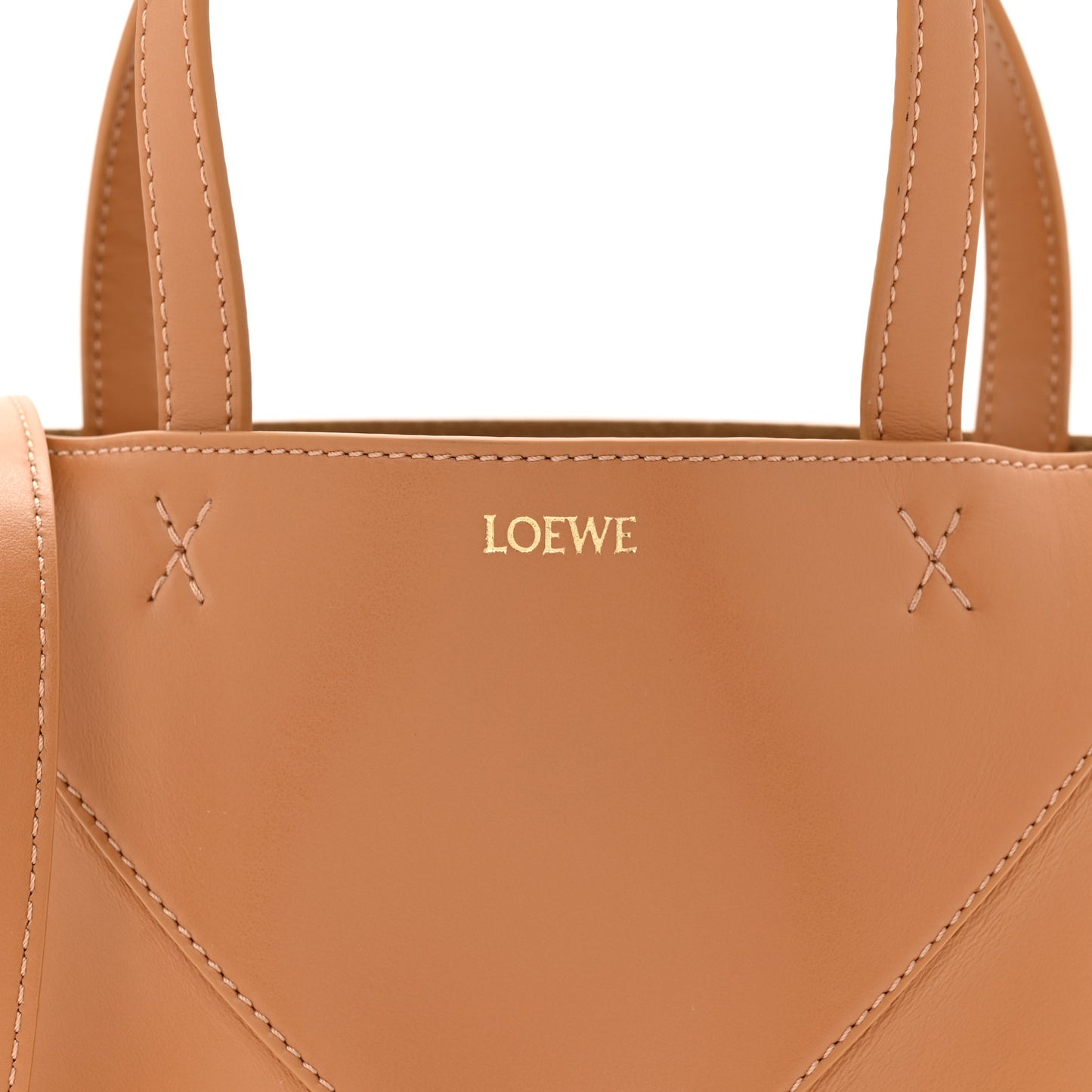 Shiny Calfskin Mini Puzzle Fold Tote Warm Desert