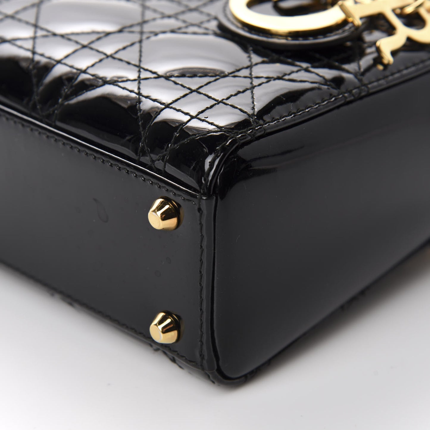 Patent Cannage Mini Lady Dior Black