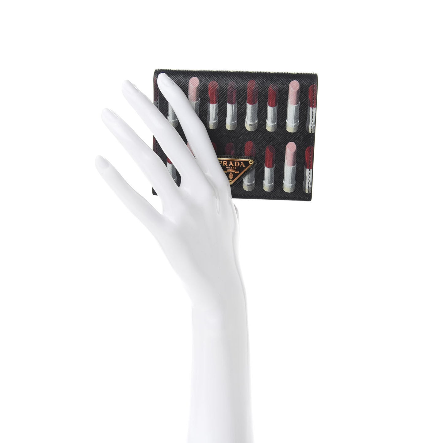 Saffiano Lipstick Print Bi-Fold Wallet Black