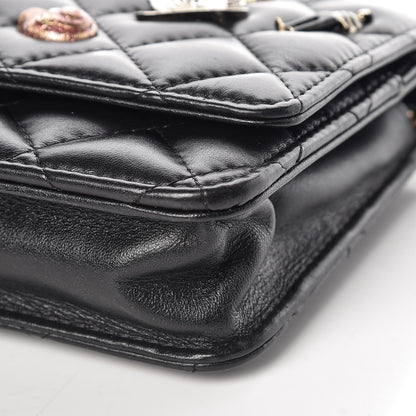 Chanel Aged Calfskin Quilted Lucky Charms 2.55 Reissue Wallet On Chain WOC Black 11 of 11