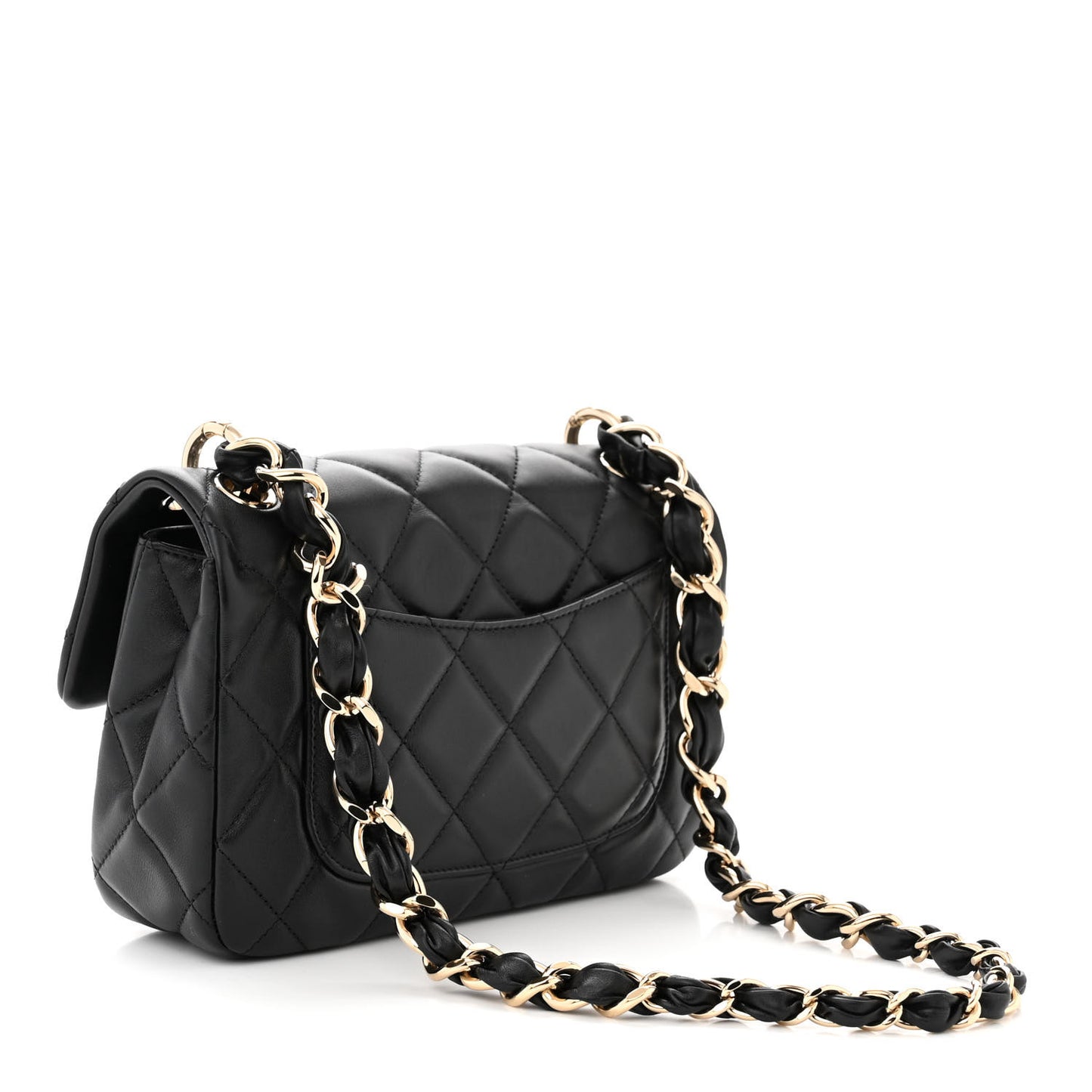 Calfskin Quilted CC Chain Flap Black