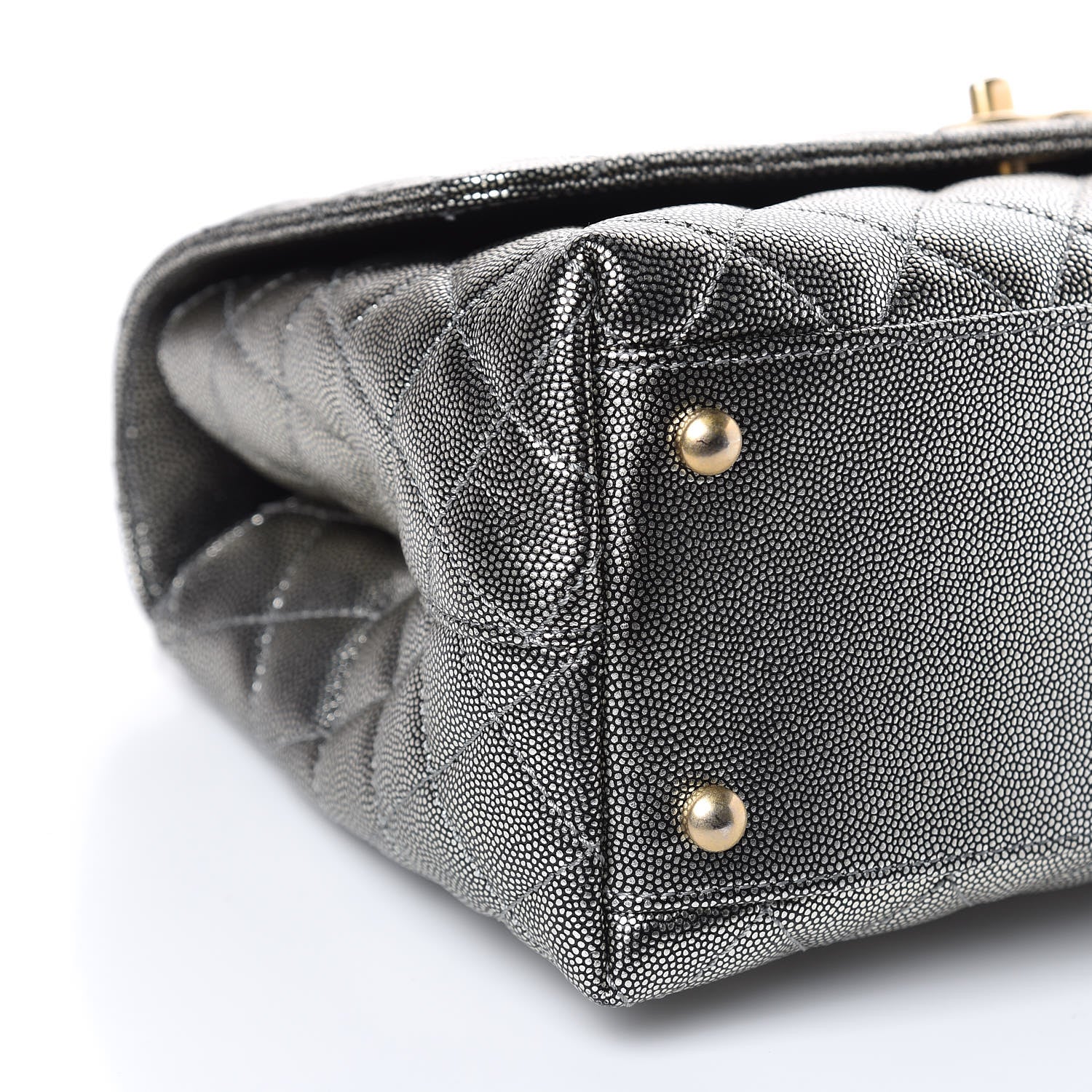 Chanel Metallic Caviar Quilted Small Coco Handle Flap Silver 8 of 10