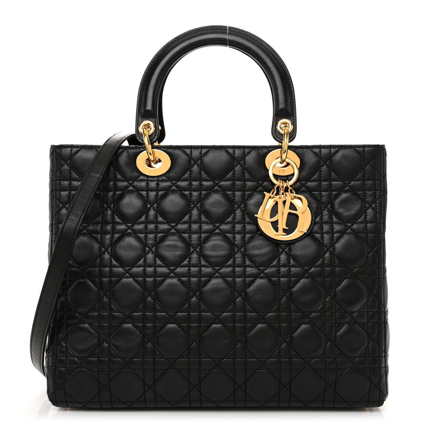 Lambskin Cannage Large Lady Dior Black