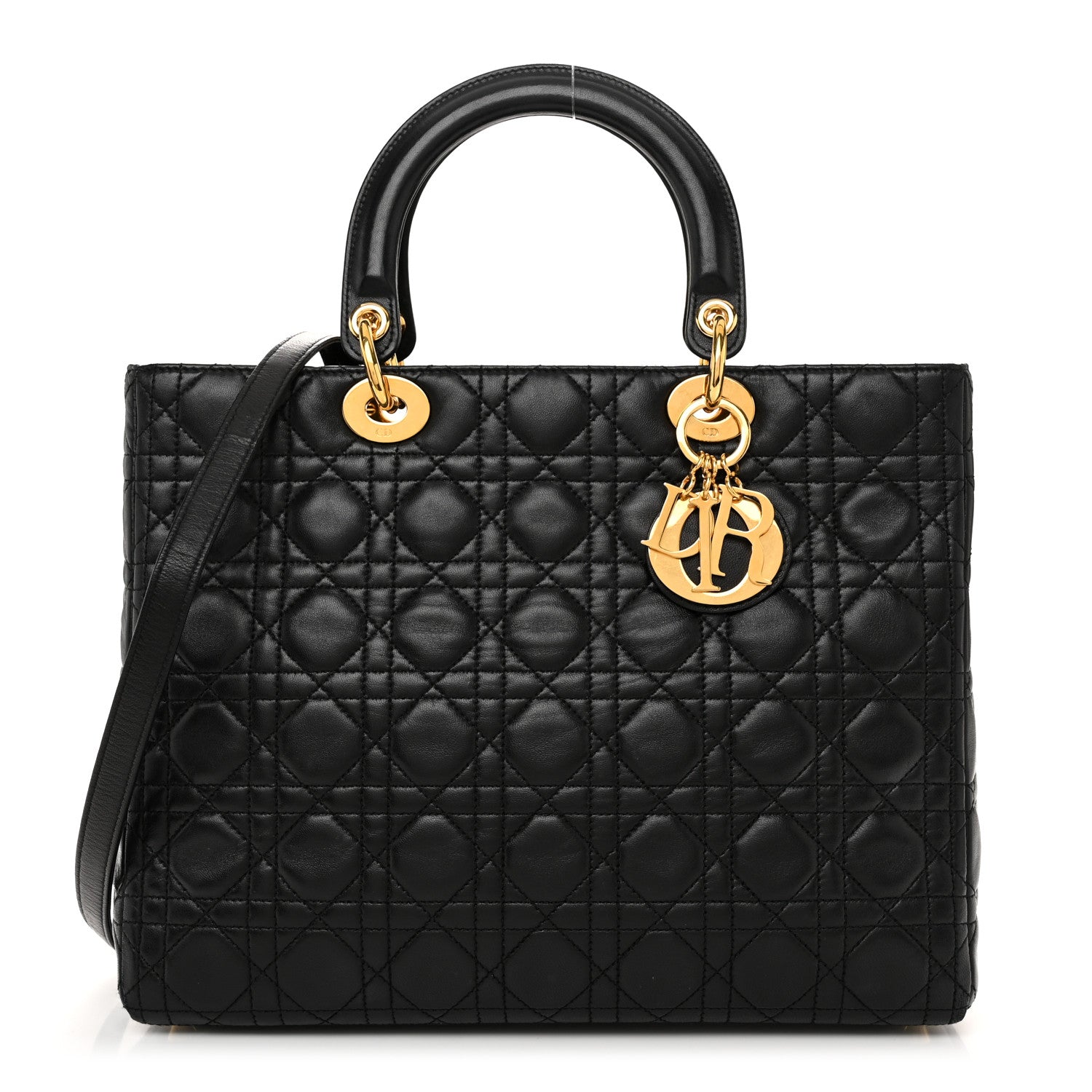 Christian Dior Lambskin Cannage Large Lady Dior Black 1 of 11