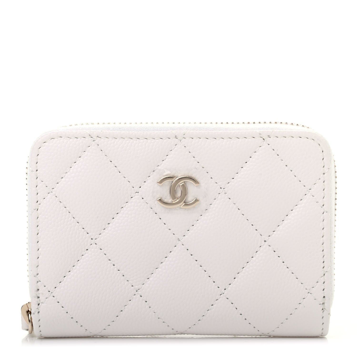 Chanel Caviar Quilted Zip Coin Purse White 1 of 4
