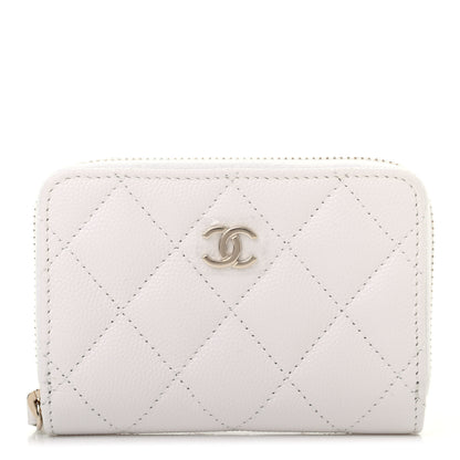 Chanel Caviar Quilted Zip Coin Purse White 1 of 4
