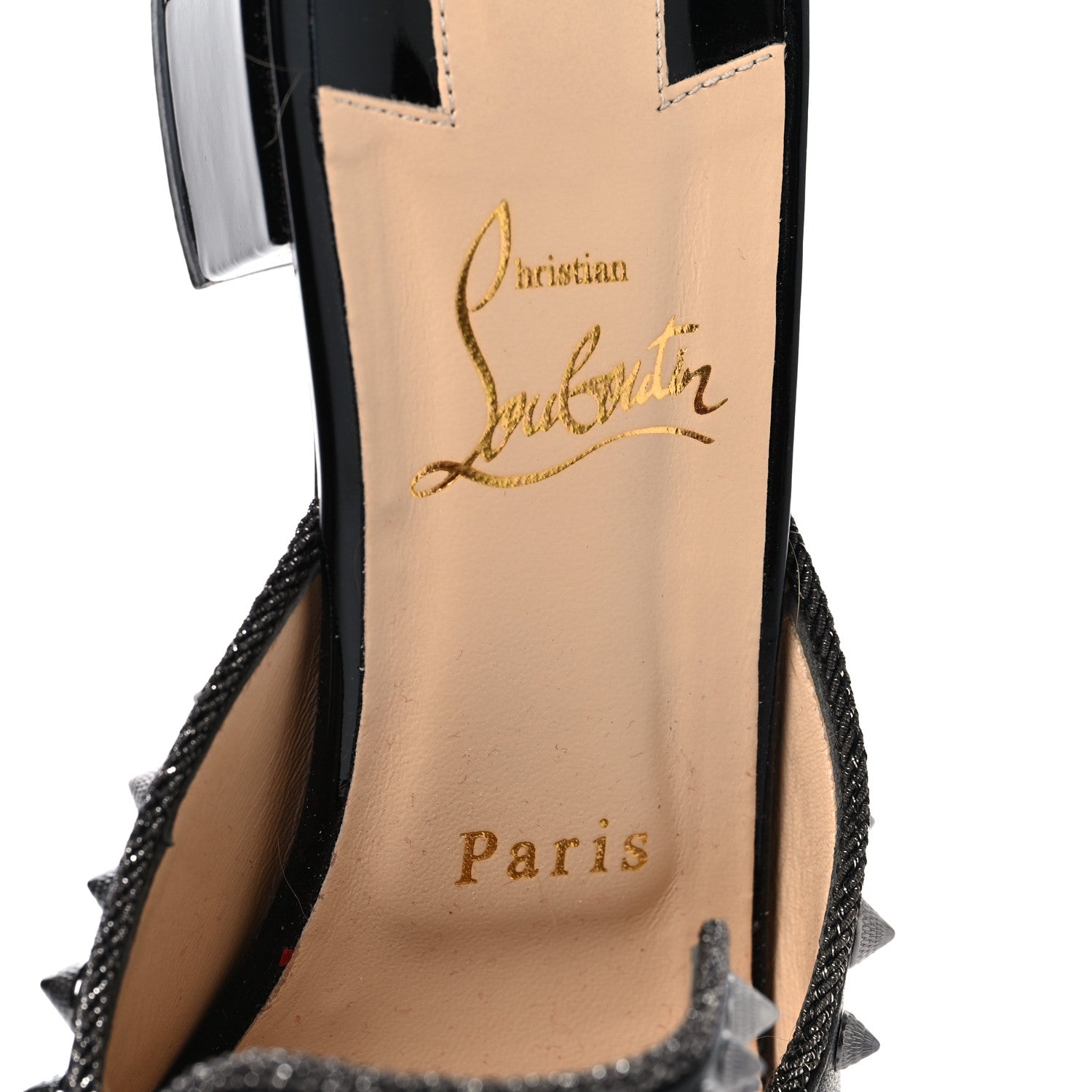 Christian Louboutin Patent Shiny Nappa Spikes Sun 35 Mules 38.5
