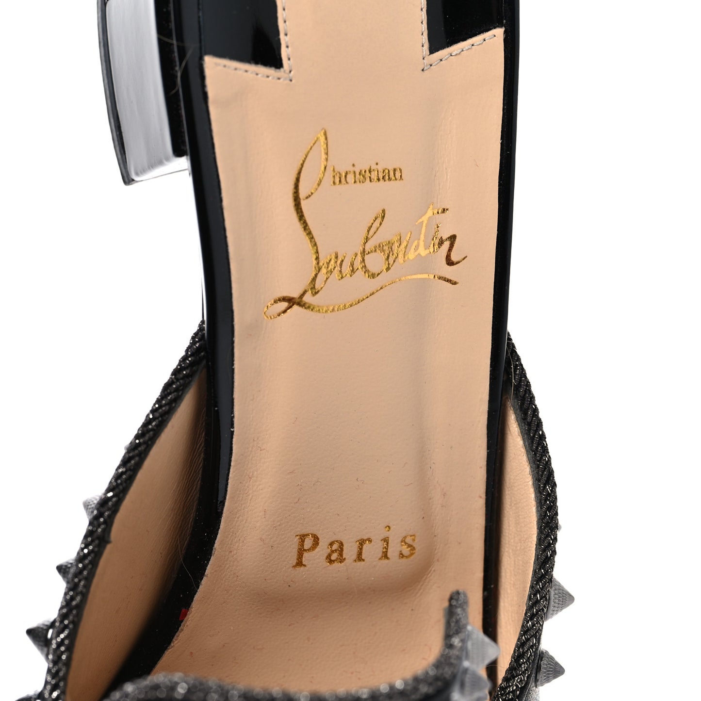 Patent Shiny Nappa Spikes Sun 35 Mules 38.5 Version Black