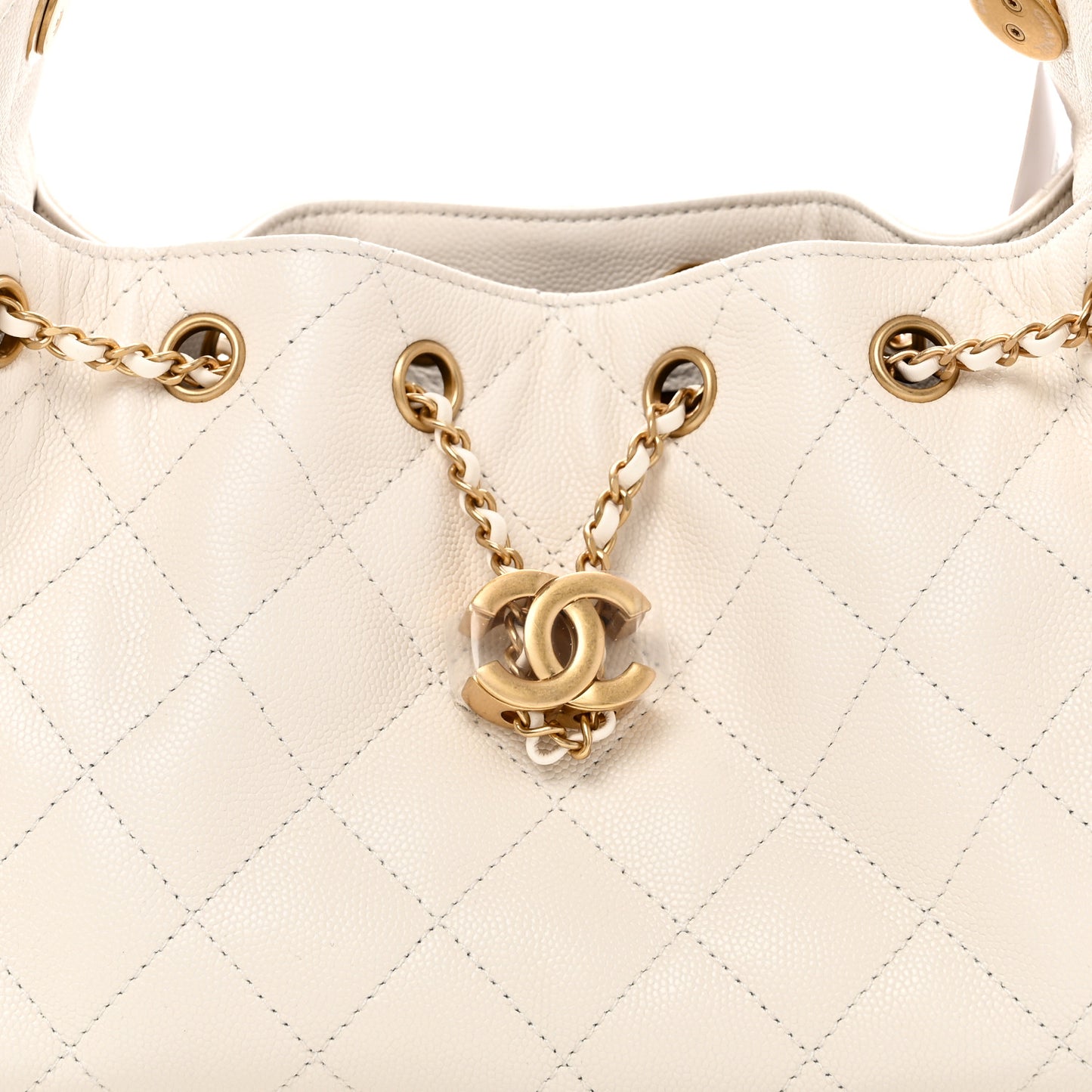 Caviar Quilted Mini Chanel 25 Handbag White