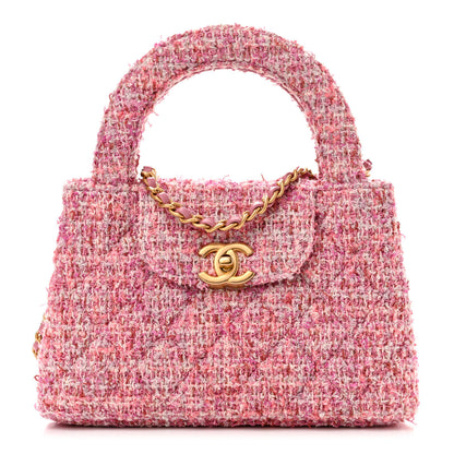 Chanel Tweed Quilted Nano Kelly Shopper Pink 1 of 13