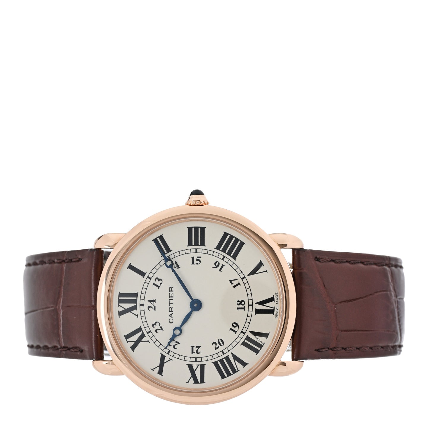 18K Pink Gold Alligator 36mm Ronde Louis Manual Winding Watch Brown