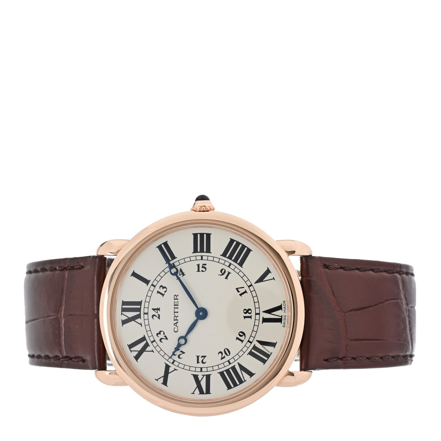 Cartier 18K Pink Gold Alligator 36mm Ronde Louis Manual Winding Watch Brown 2 of 4