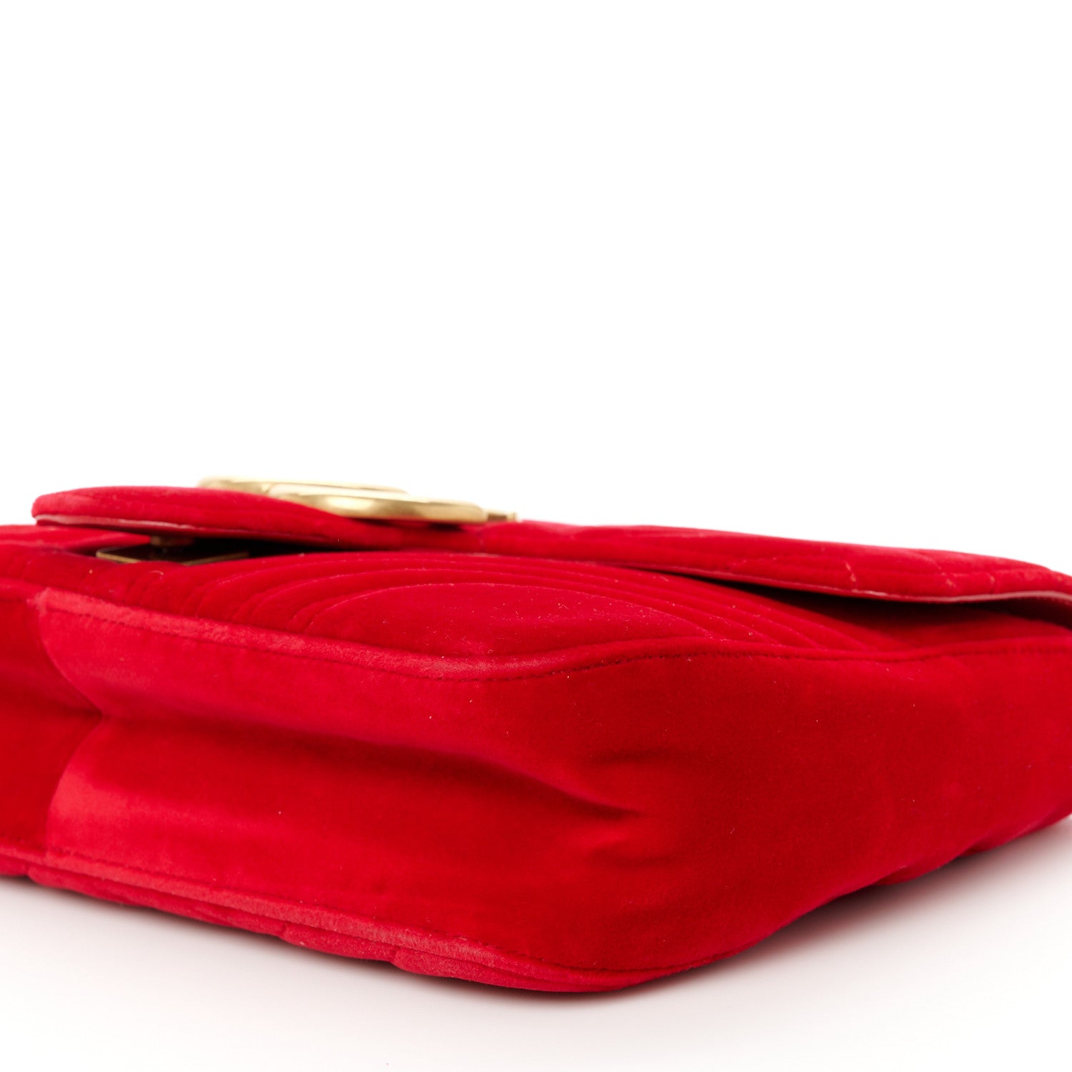 Gucci Velvet Matelasse Medium GG Marmont Shoulder Bag Hibiscus Red 10 of 10