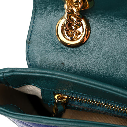 Gucci Azalea Calfskin Enamel Matelasse Diagonal Small Torchon GG Marmont Shoulder Bag Imperial Blue Pavone 11 of 11