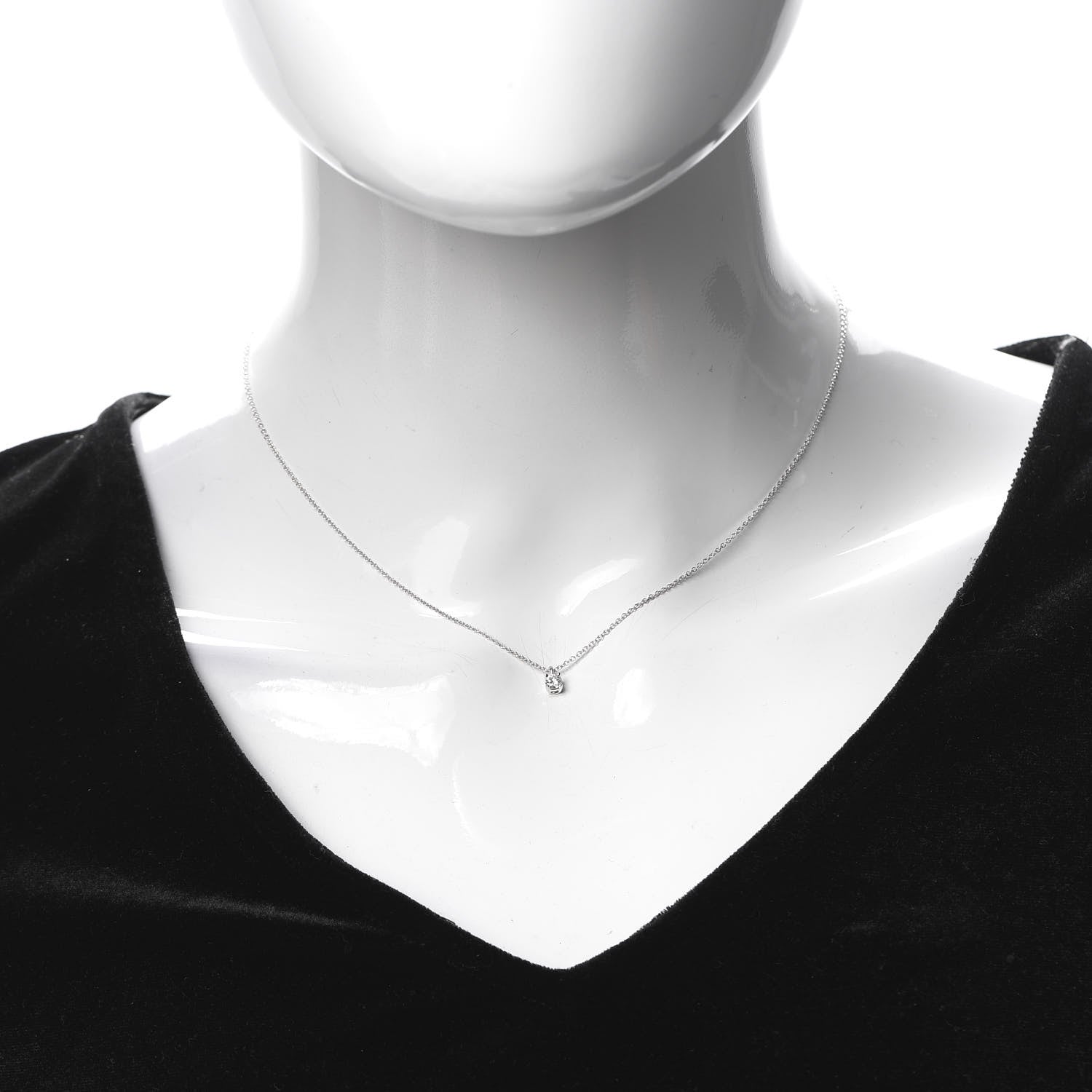 Tiffany Platinum Diamond .15ct Solitaire Pendant Necklace 2 of 5