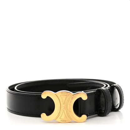 Celine Box Calfskin Medium 25mm Triomphe Belt 75 30 Black 1 of 6
