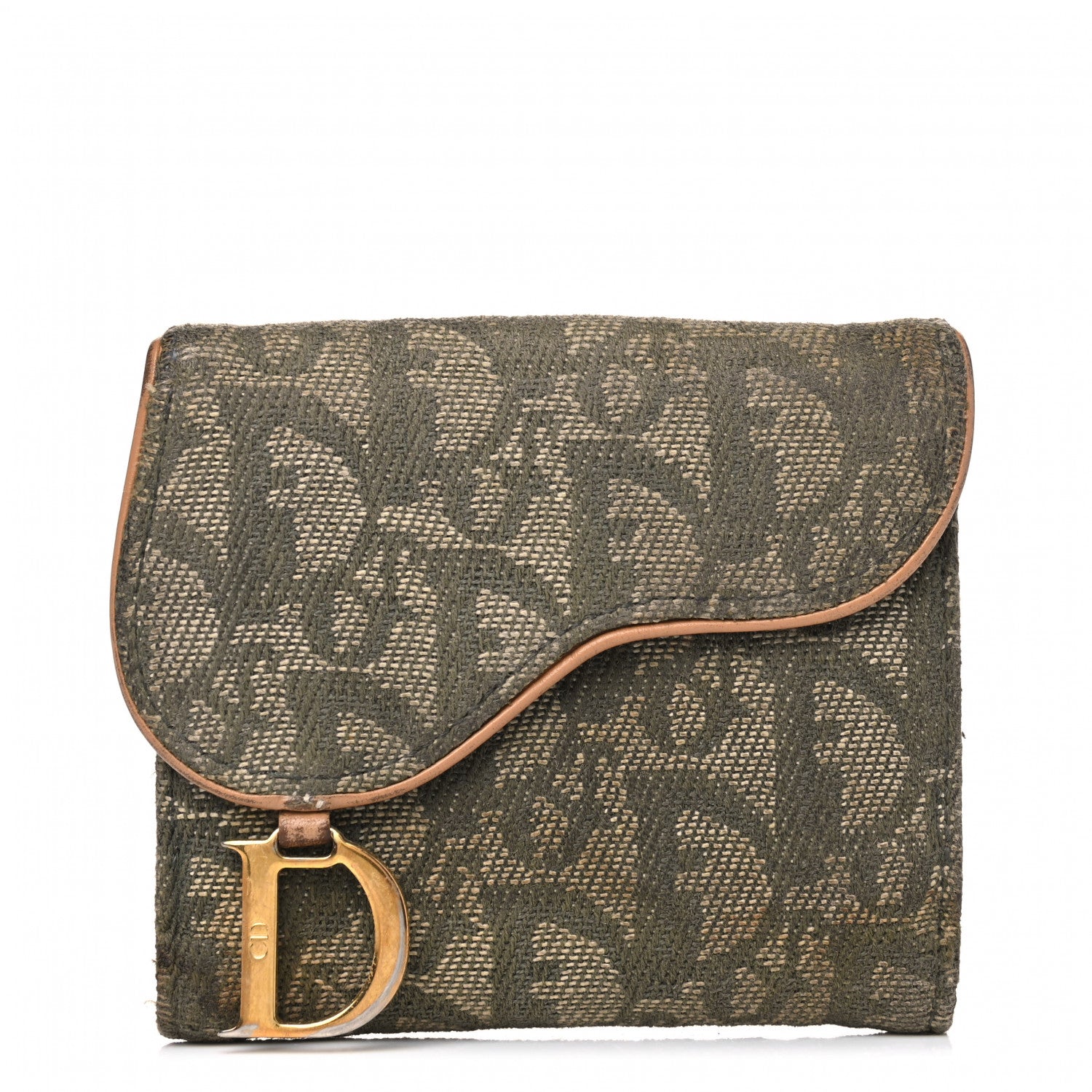 Christian Dior Monogram Compact Saddle Wallet Green 1 of 13