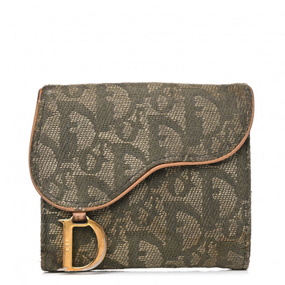 Christian Dior Monogram Compact Saddle Wallet Green 1 of 13