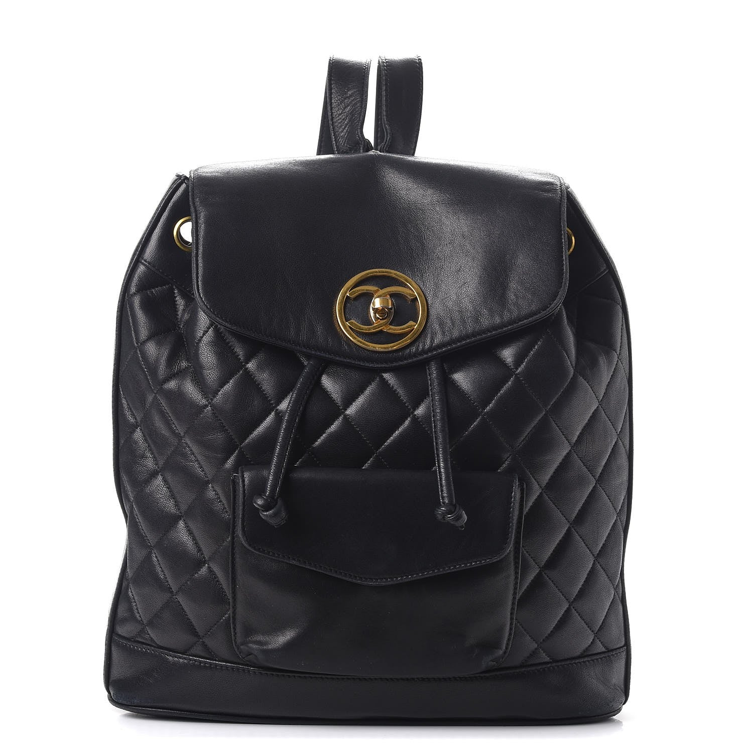 Chanel Lambskin Quilted Drawstring Backpack Black 1 of 11