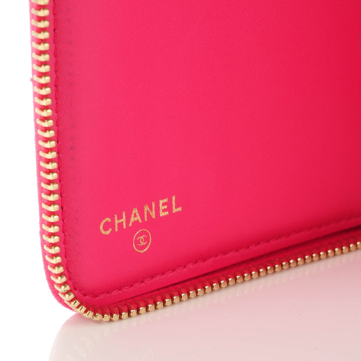 Lambskin Quilted Large Zip Around Organizer Wallet Dark Pink