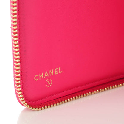 Chanel Lambskin Quilted Large Zip Around Organizer Wallet Dark Pink 6 of 8