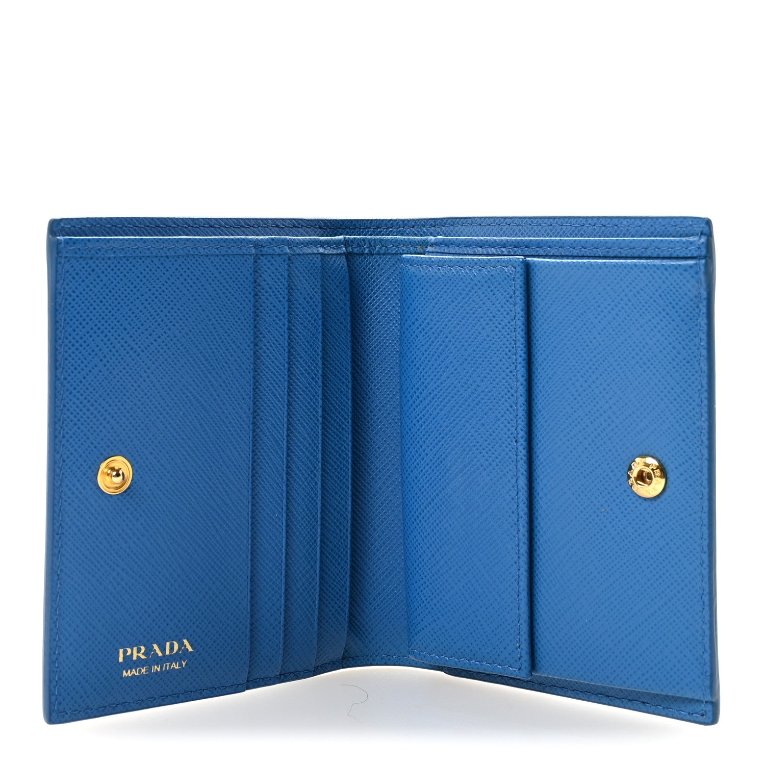 Prada Saffiano Shine Monochrome Bi-Fold Wallet Bleuette 5 of 6