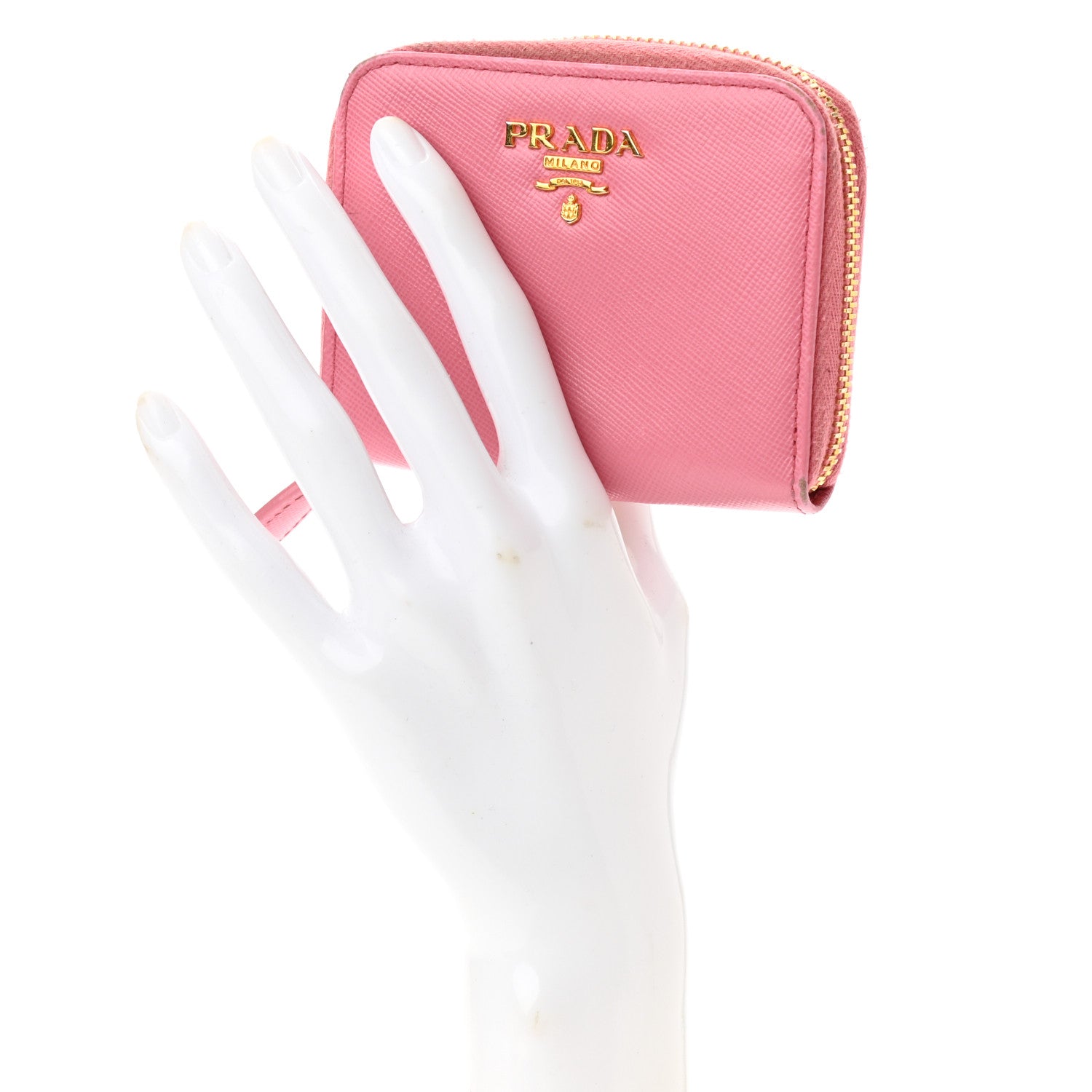 Prada Saffiano Metal Zip Coin Purse Geranio 2 of 9