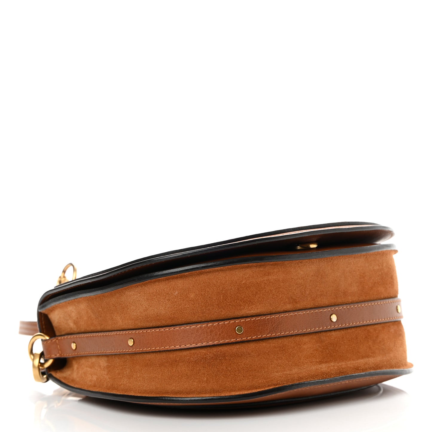 Calfskin Suede Medium Nile Bracelet Bag Caramel