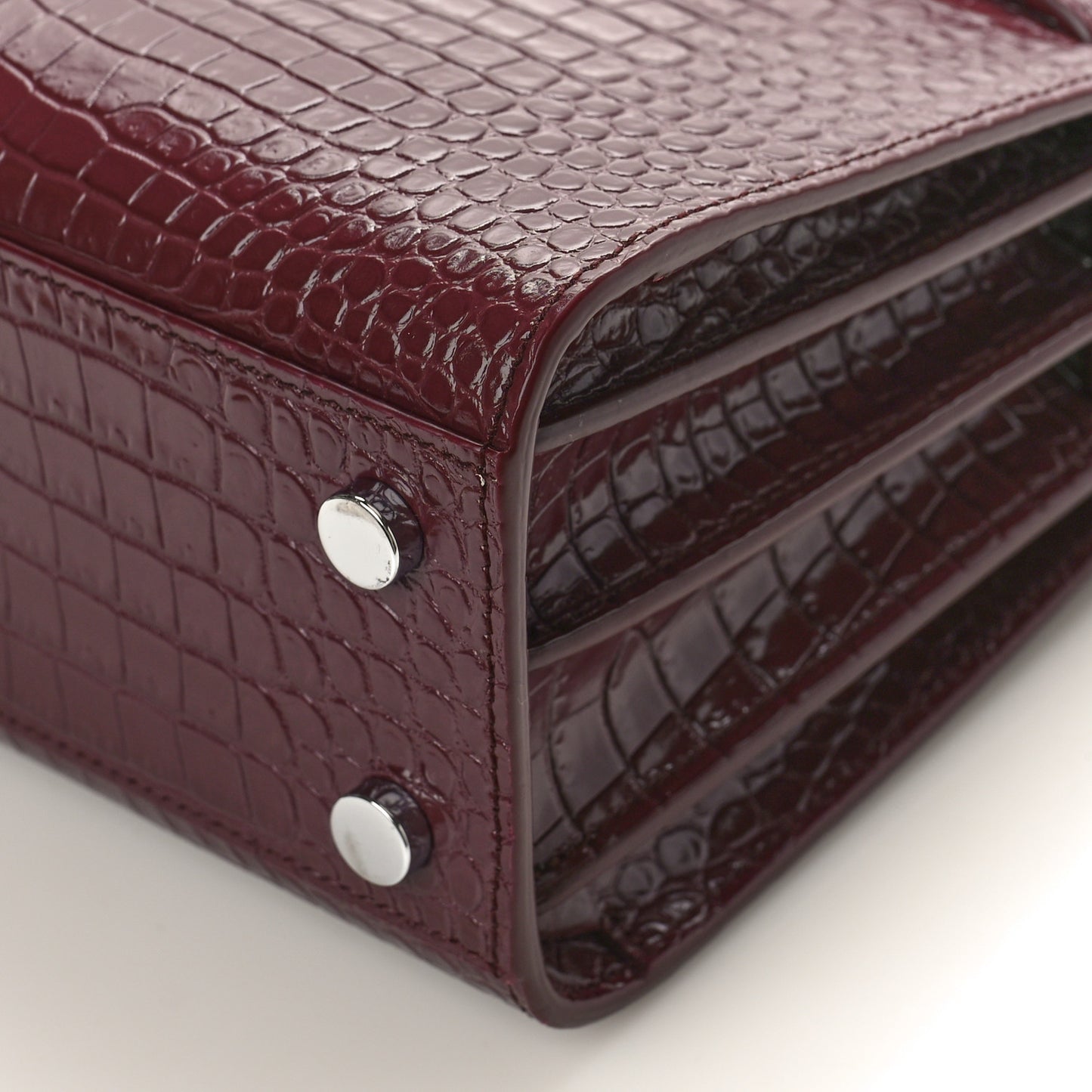 Calfskin Crocodile Embossed Nano Sac de Jour Bordeaux