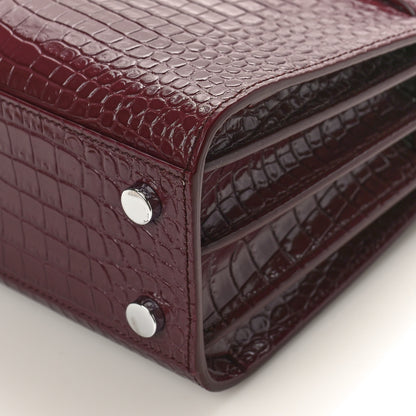 Saint Laurent Calfskin Crocodile Embossed Nano Sac de Jour Bordeaux 8 of 8