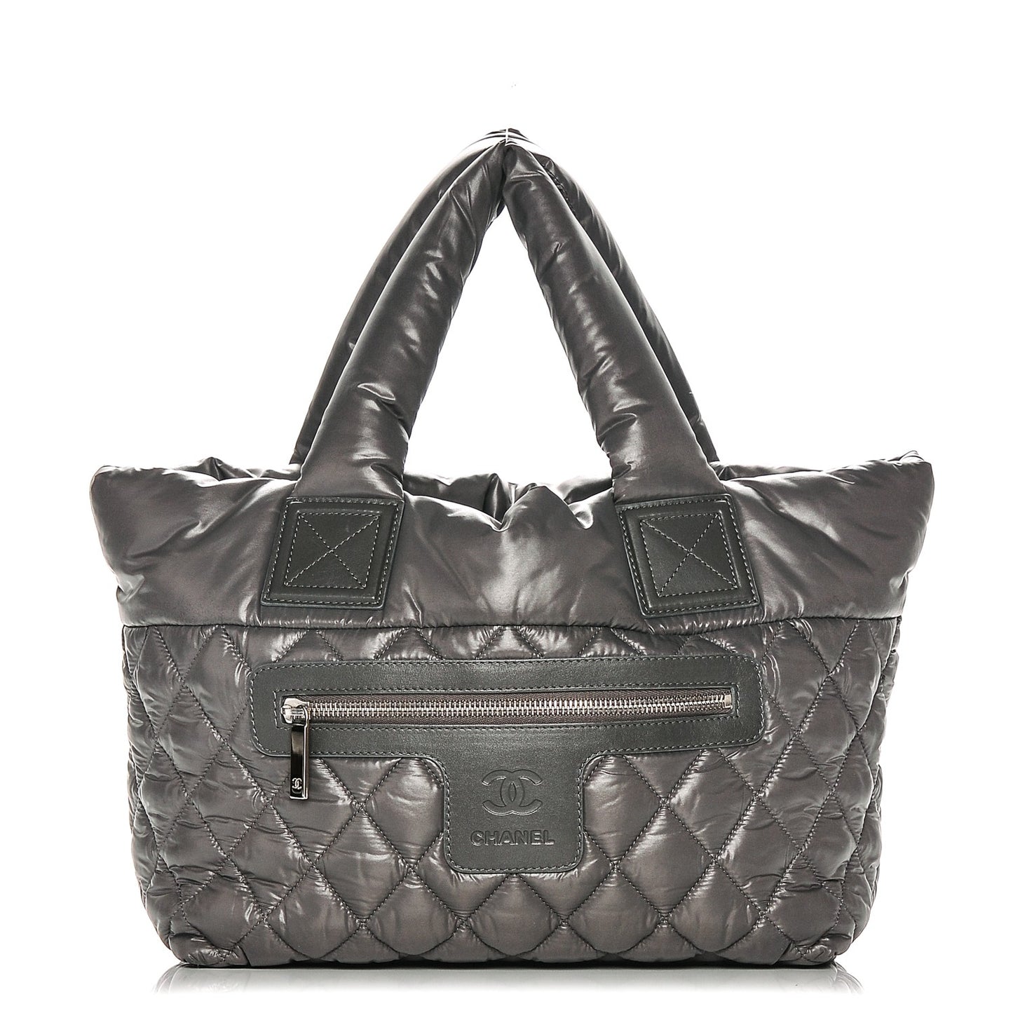 Nylon Quilted Small Coco Cocoon Reversible Tote Grey