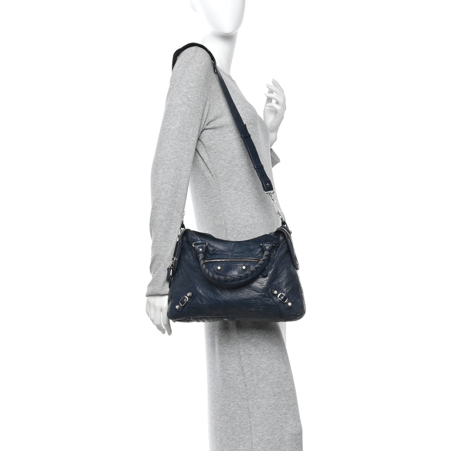 Balenciaga Agneau Giant 12 Silver Hardware Town Bleu Obscur 2 of 14