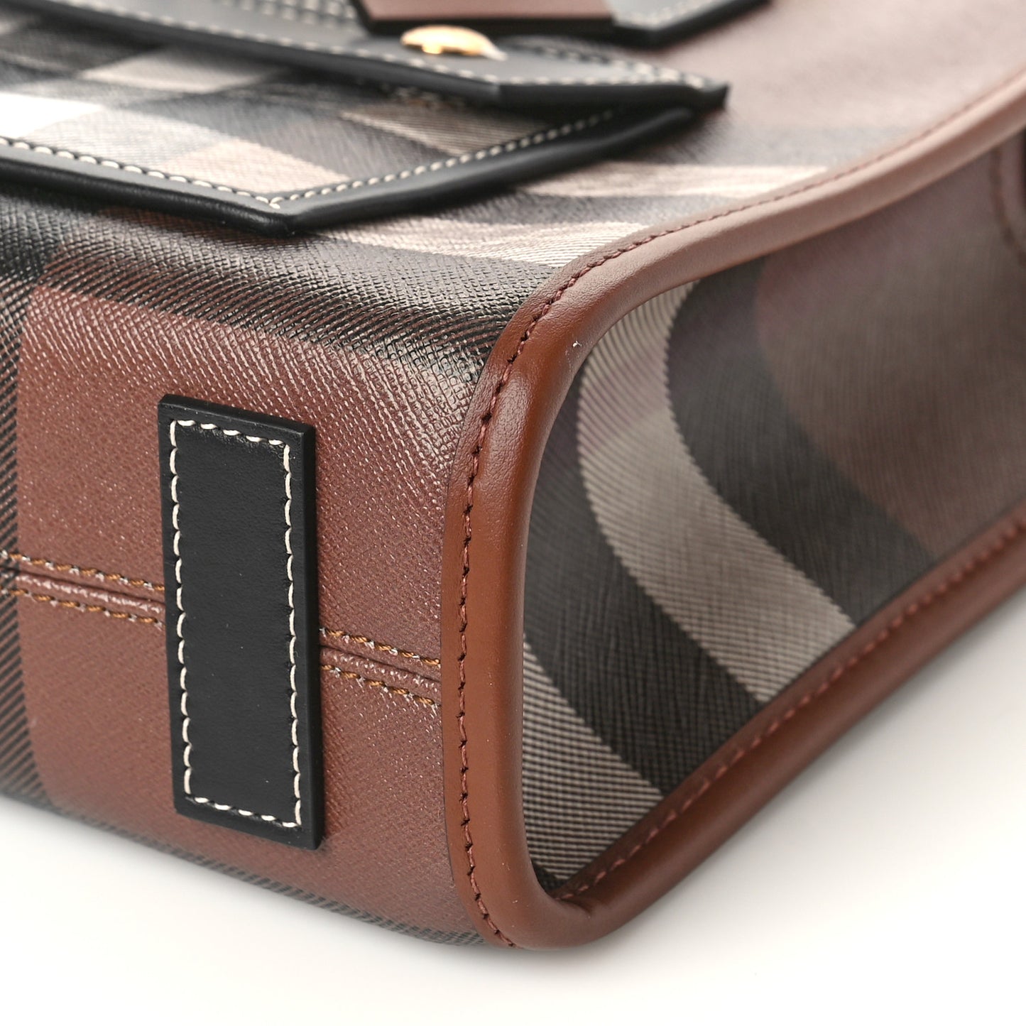 E-Canvas Check Calfskin Mini Freya Tote Dark Birch Brown