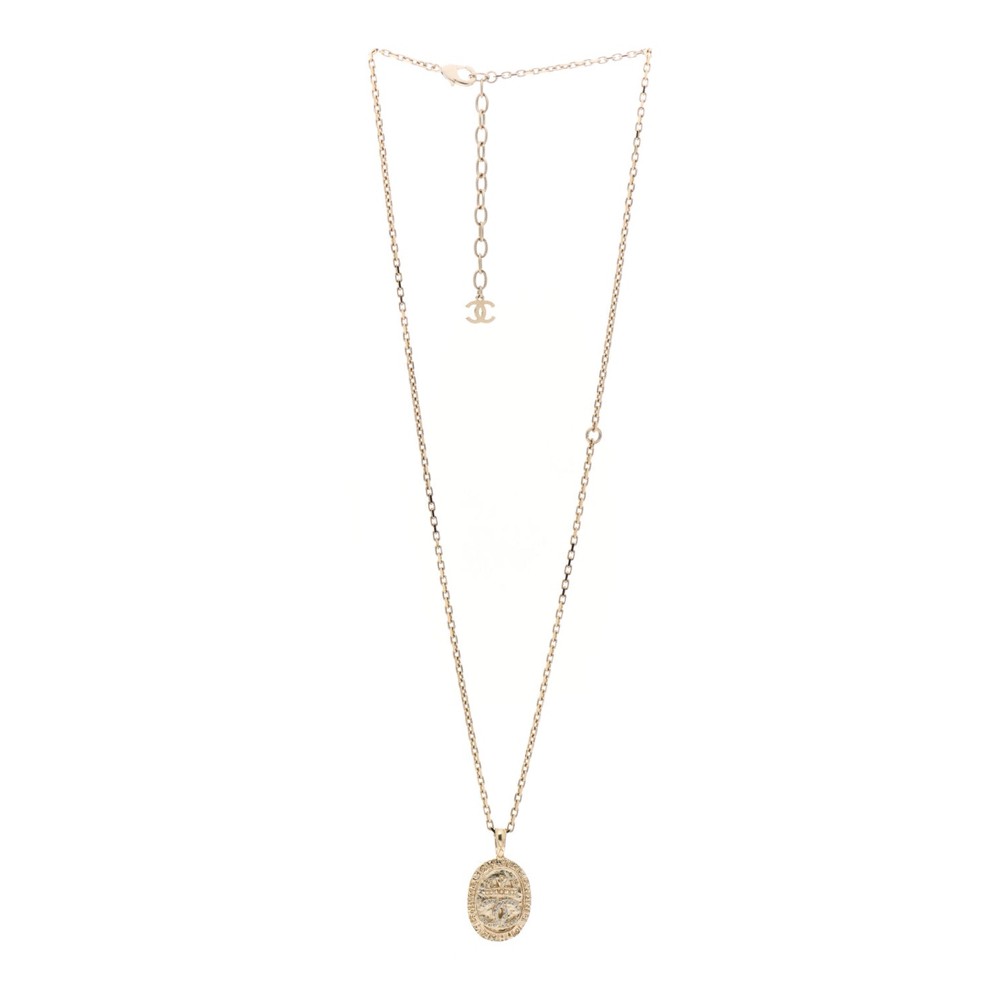 Crystal CC Medallion Necklace Gold