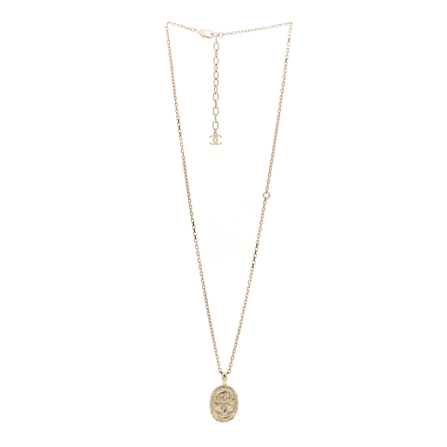 Chanel Crystal CC Medallion Necklace Gold 3 of 4