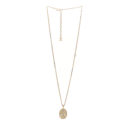 Chanel Crystal CC Medallion Necklace Gold 3 of 4