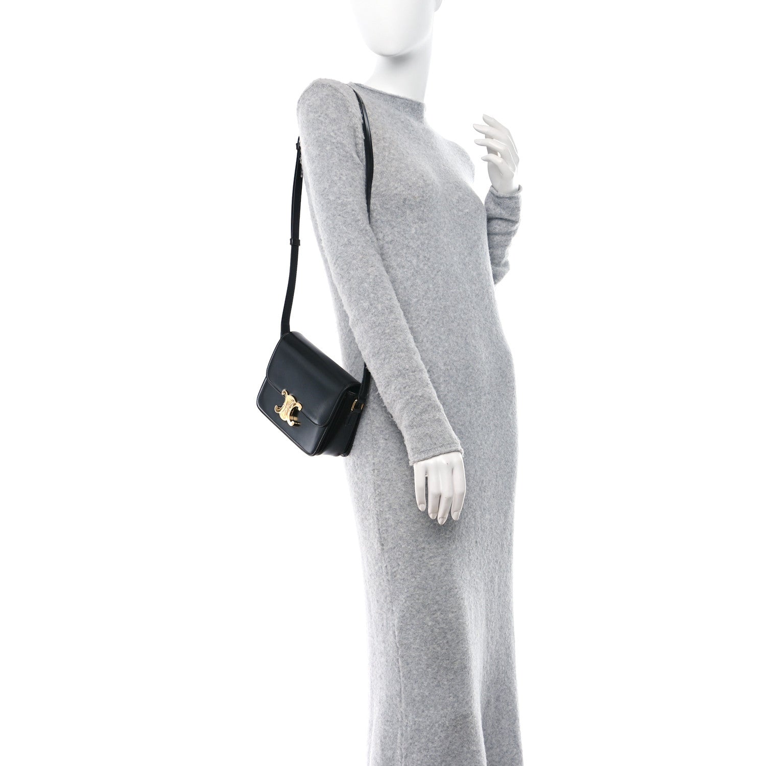 Celine Shiny Calfskin Small Triomphe Black 3 of 17