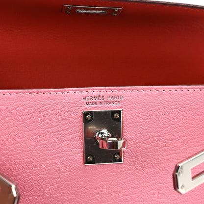 Hermes Chevre Mysore Verso Mini Kelly Sellier 20 Rose Confetti Sanguine 6 of 13