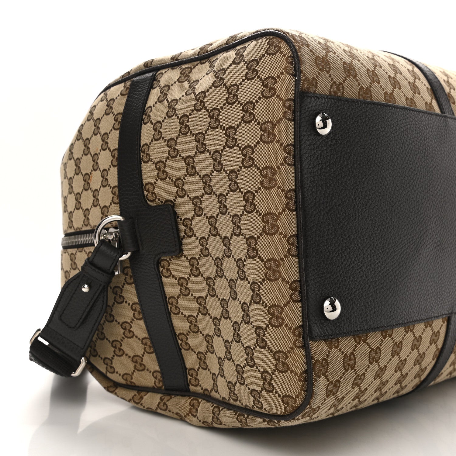 Gucci Monogram Dollar Calfskin Large Boston Duffle Bag Beige Ebony Testa di Moro Marrone Scuro 10 of 11