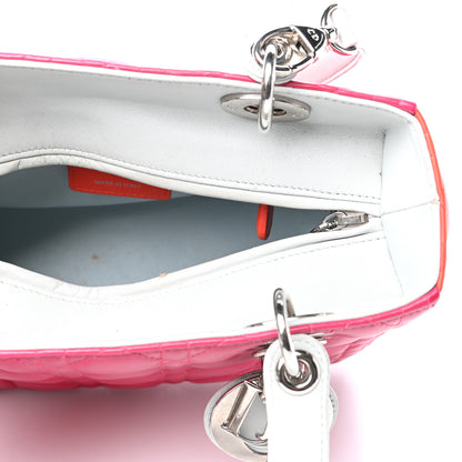 Christian Dior Lambskin Cannage Medium Tri-Color Lady Dior Fuchsia Orange 5 of 10