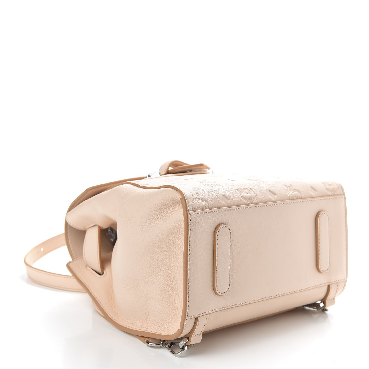 MCM Calfskin Essential Monogram Small Backpack Bisque 3 of 10