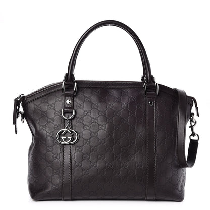 Gucci Guccissima Medium GG Charm Dome Satchel Dark Brown 1 of 14